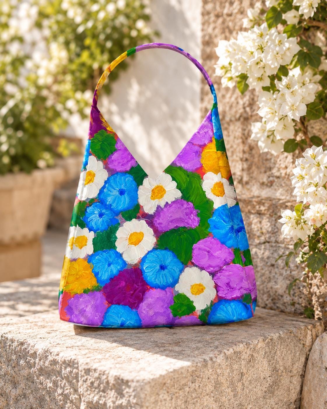 Painterly Garden Tulip Bag detail