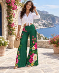 Emerald Garden Wide-Leg Pants by Rose La Bohème