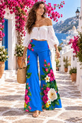 Cobalt Garden Wide-Leg Pants by Rose La Bohème